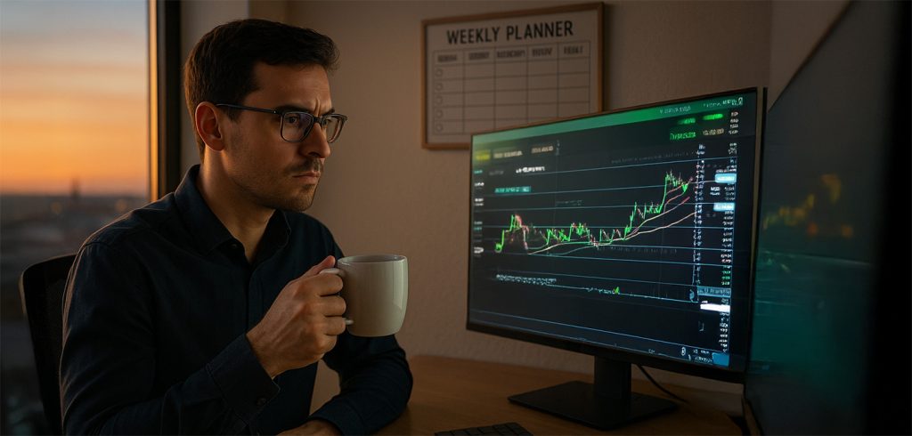 Trader Trabalhando na Volsa de Valores.