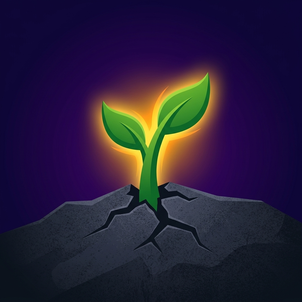 Resiliência Inabalável - Uma planta nascendo em Solo
